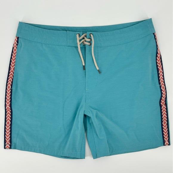 Faherty Other - Mens Faherty Brand Board shorts Vintage Tape Sky Geo Stripe turquoise size 35